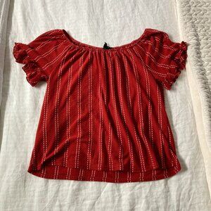 Cute red peasant shirt, size M